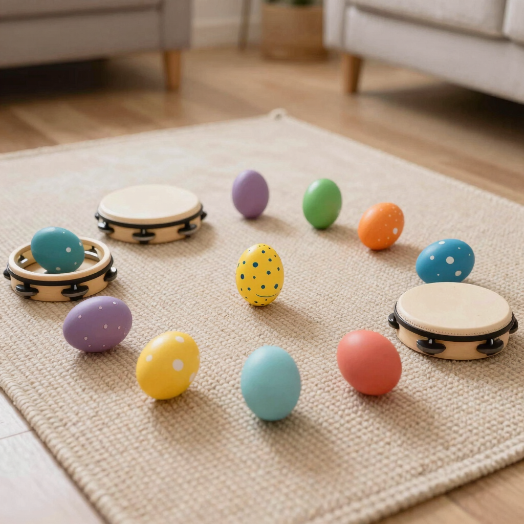 Instrumentos de percusión menores para juegos musicales infantiles